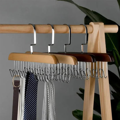 Multi Purpose Wooden Hangers With 8 Stainless Steel Hooks