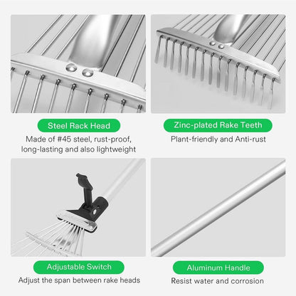 Versatile Telescopic Garden Rake Cleaning Tool