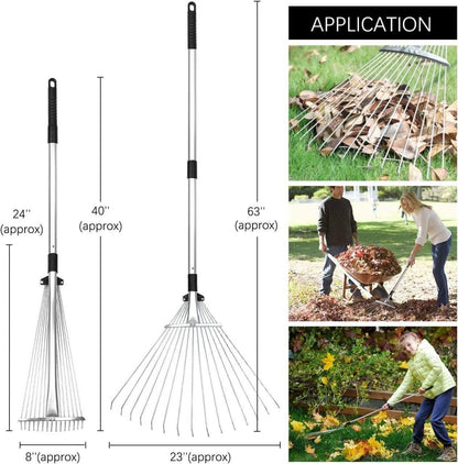 Versatile Telescopic Garden Rake Cleaning Tool