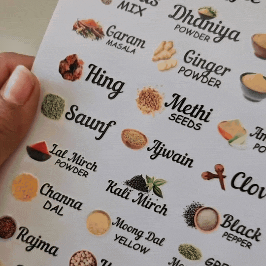 3D Waterproof Kitchen Spice Jar Label Stickers (Pack of 60 Stickers)