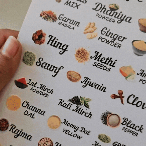 3D Waterproof Kitchen Spice Jar Label Stickers (Pack of 60 Stickers)